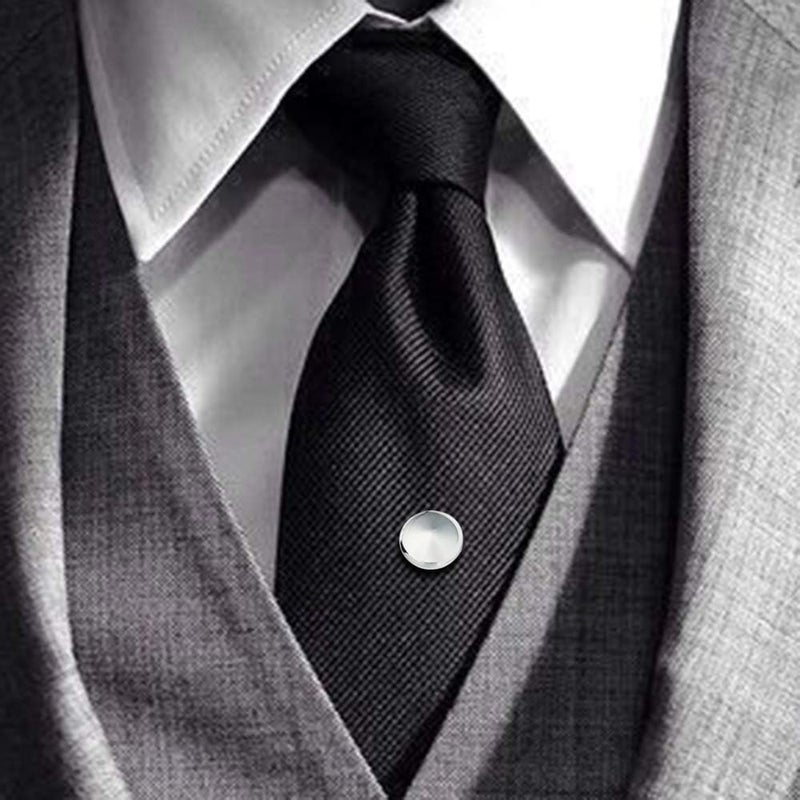 AMITER Shiny Tie Tack Clip for Men Square Tie Pins - Silver Necktie Pin Best Gifts for Wedding Business Formal - Image 2